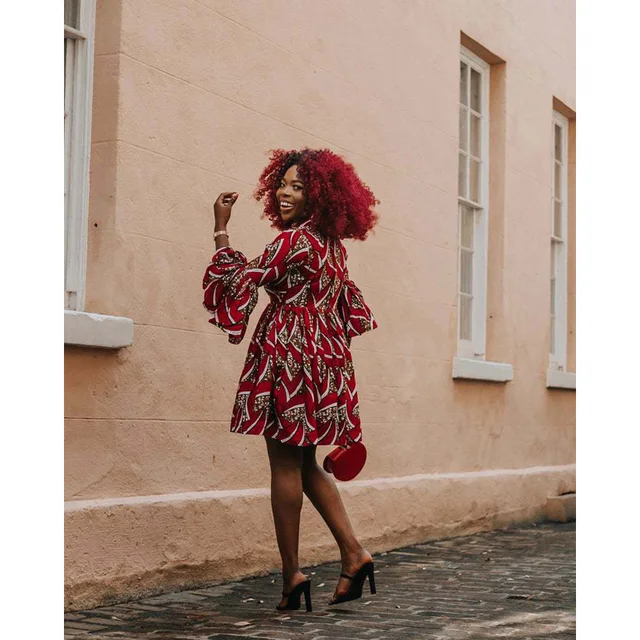 Yome African V-Neck  Dress - Image 3