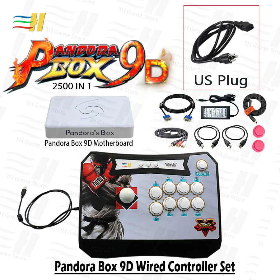 9D sf US plug Pandora box 9d 2500 В 1 проводной контроллер Набор аркадный джойстик игровая консоль Ретро игровые Джойстики для аркадного автомата кабинета - Цвет: 9D sf US plug