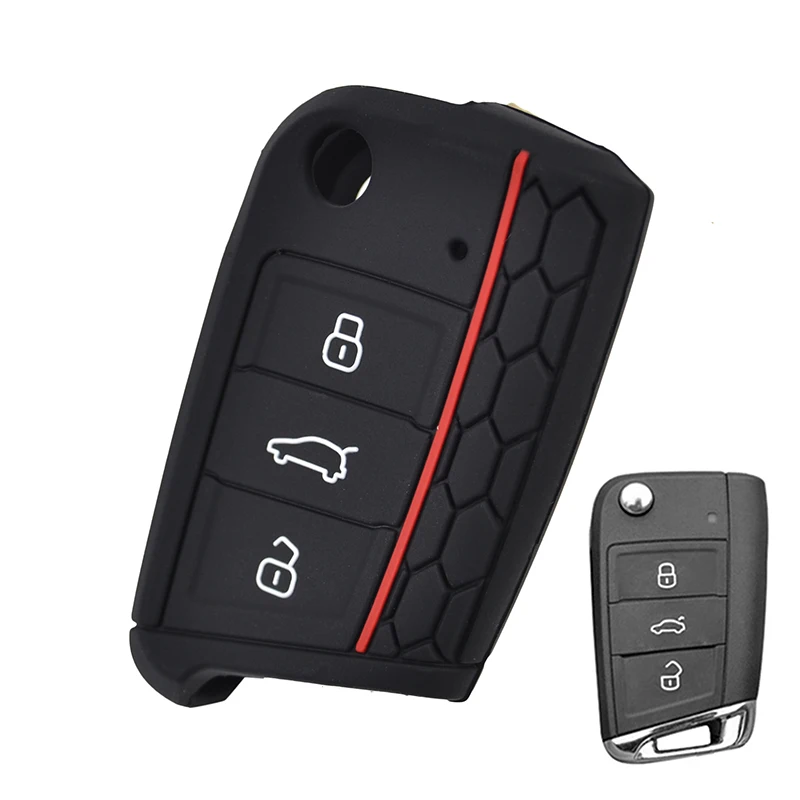 Funda de silicona para llave de coche, carcasa de silicona para VW, Polo, Golf 7, Skoda, Octavia, Kodiaq, Karoq, SEAT Ateca, Leon, 2016, 2017, 2018, 2019