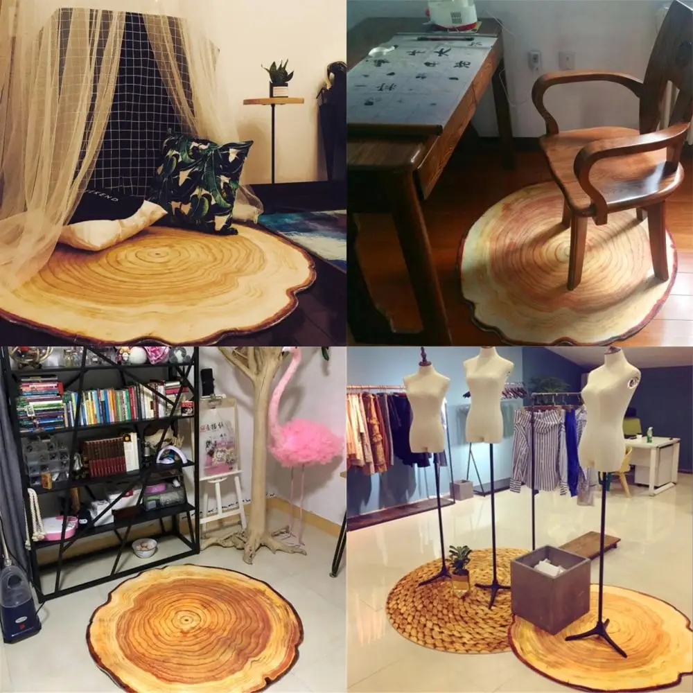 

Antique Wood Tree Annual Ring Round Carpet For Living Room Bedroom Study Room Chair Mat Plush Rug