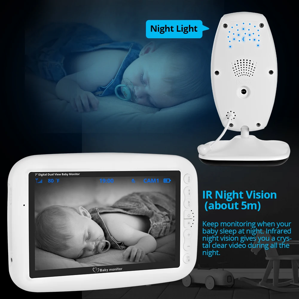 Новинка 7,0 дюймов беспроводной цветной 720P HD монитор для младенца Аудио Видео детская камера портативная рация монитор камеры безопасности ИК ночного видения
