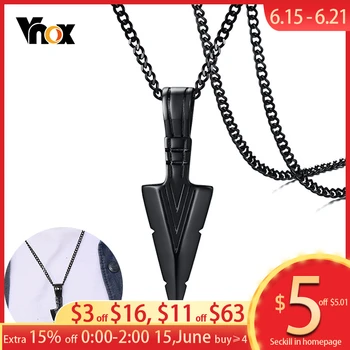 Vnox Mens Cool Vintage Arrow Pendant Necklace Multi-Color Stainless Steel Male Rock Punk Gifts Jewelry