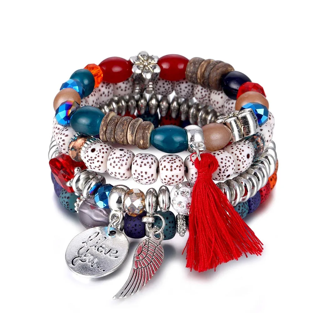 3-4 шт./компл. модные высококачественные Бохо браслеты и браслеты женские браслет из бисера с разноцветные камни длинный широкий шарф браслет для женщин - Окраска металла: IFS0071