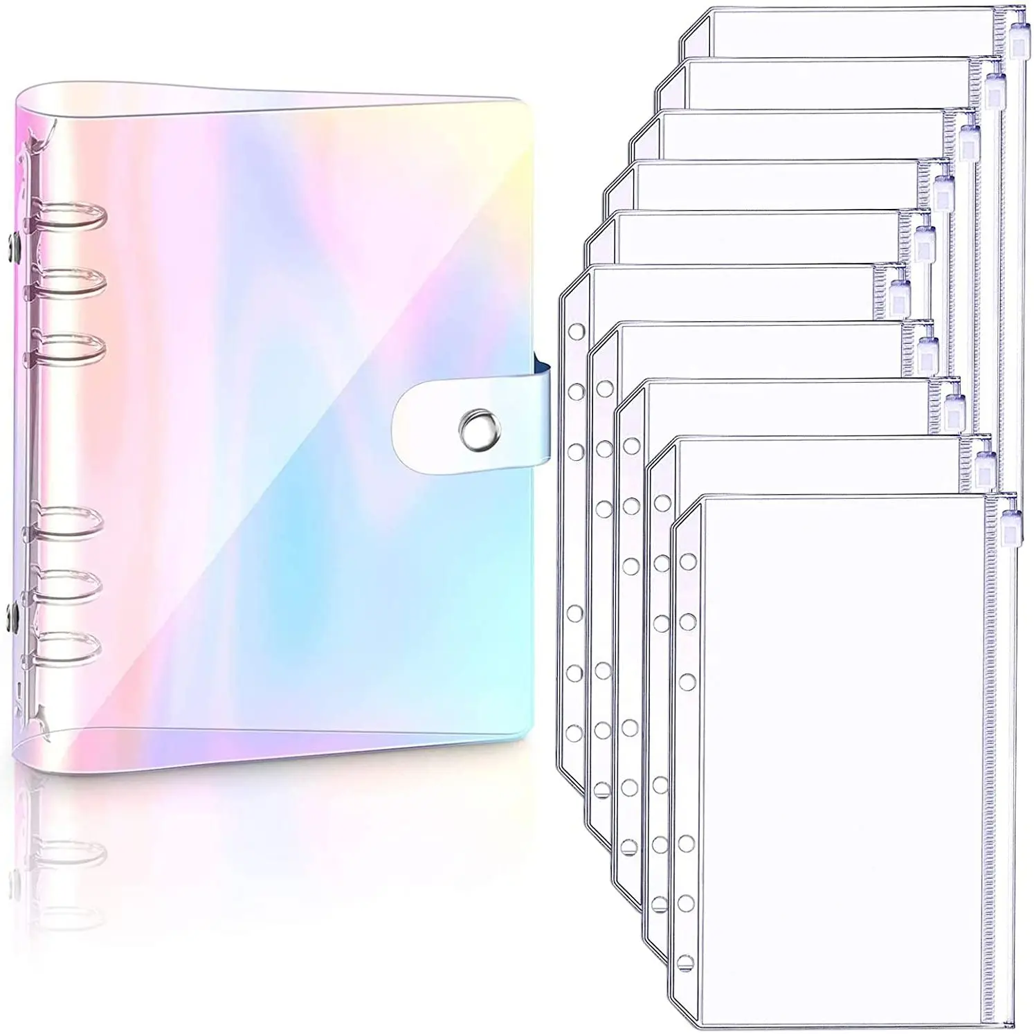 NEW A6 Clear Soft PVC Notebook Binder Cover Planner 6-Ring Loose-Leaf Folder Cash Budget Envelope System with 10 PCS Pockets | Канцтовары