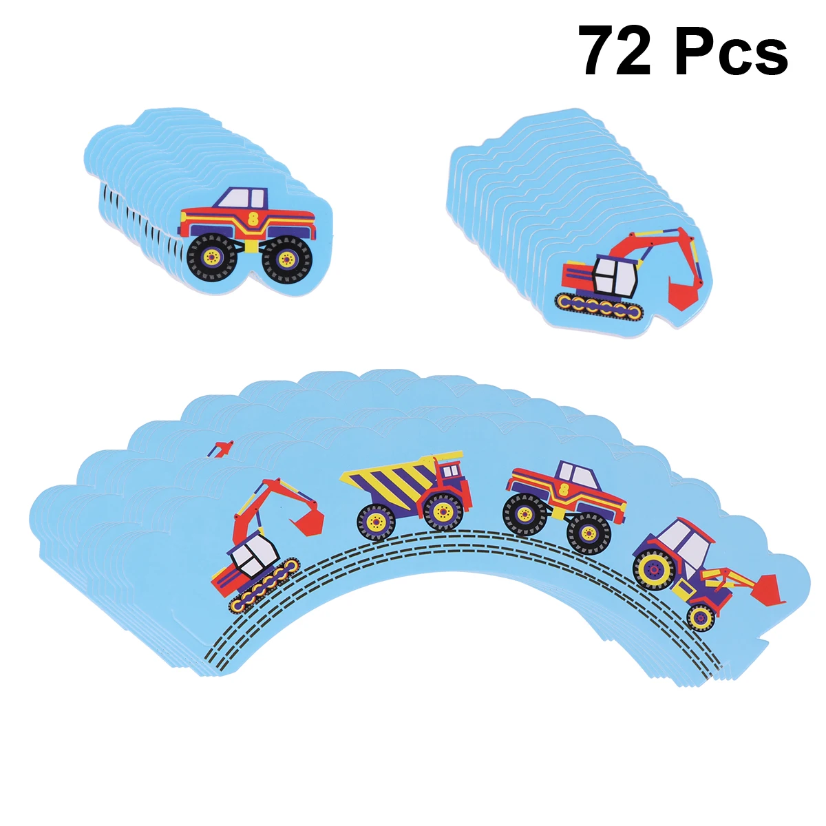 72pcs Cupcake Wrappers And Toppers Truck Construction DIY Cartoon Cupcake Wrapper Muffin Cup Cake Picks Cupcake Toppers Birthday