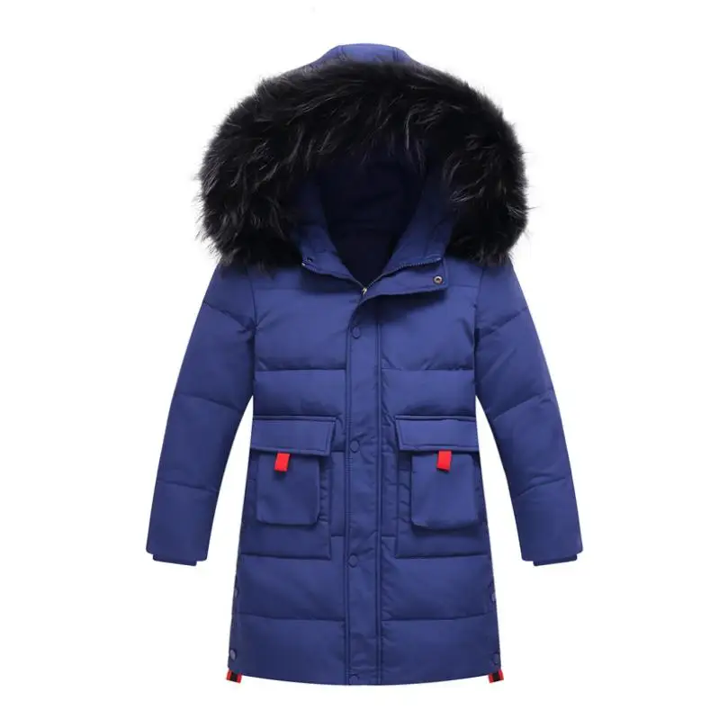 dark blue Детский пуховик Новая зимняя теплая куртка с капюшоном для мальчиков, пуховик на утином пуху, детская одежда, куртка-пуховик, Y1929 - Цвет: dark blue