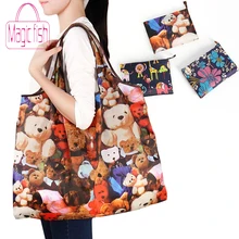 Волшебная рыбка Модная Складная хозяйственная сумка Экологичные многоразовые портативные сумки на одно плечо для путешествий продуктовые карманные сумки-тоут