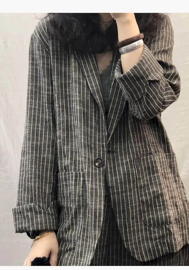 striped linen blazer suit set