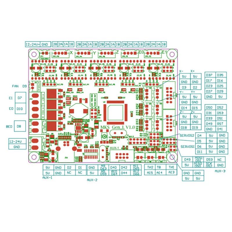 Mks Gen L комплект материнской платы с 5x TMC2208 V1.2+ теплоотвод для 3d принтера GY88