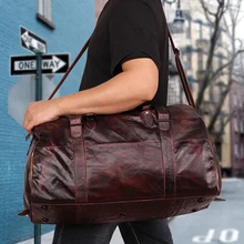Винтажная Мужская Дорожная сумка для багажа из натуральной кожи, женская сумка для хранения, кожаная спортивная сумка для тренировок, дорожные сумки
