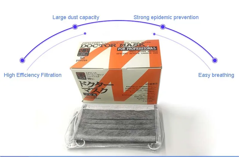 Нетканые черные одноразовые маски для лица с активированным углем 50 шт. 4 слоя фильтра медицинские стоматологические ушные петли Анти-пыль хирургические маски для лица