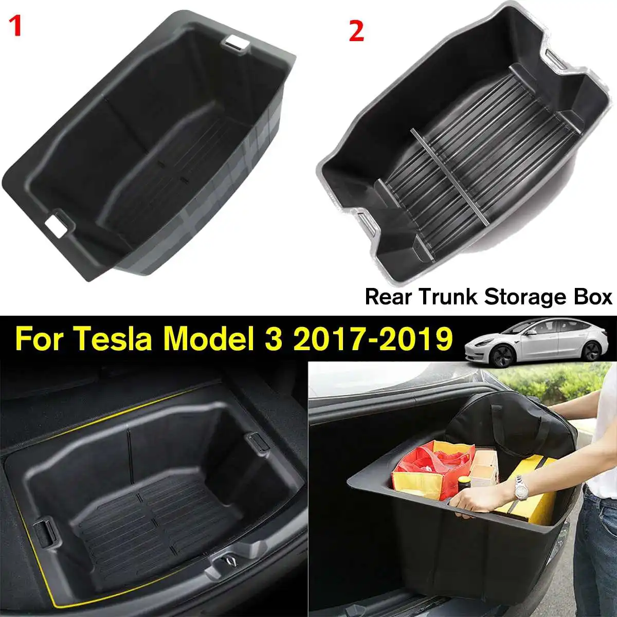 

NEW Auto Car Modification Trunk Storage Box Storage Box Compartment Storage Box For Tesla Model 3 2017 - 2019