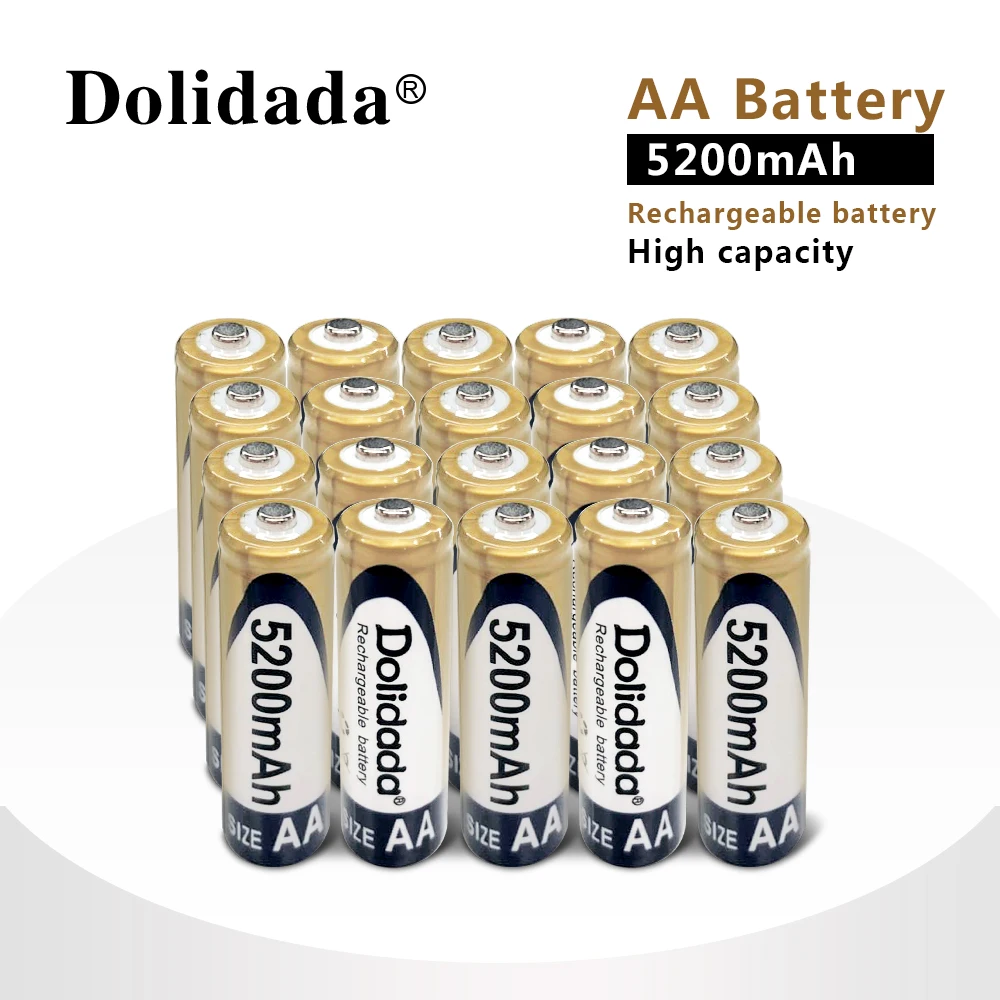 20 шт Dolidada Новая батарея AA 5200 mAh аккумуляторная батарея Ni-MH 1,2 V AA батарея часы, мыши, компьютеры, игрушки в