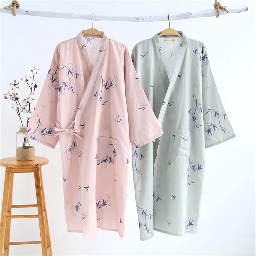 17Colors Cotton Woman Kimono Pajamas Yukata Japanese Style Floral Loose Long Sleepwear NightGown Cardigan Leisure Bathrobe