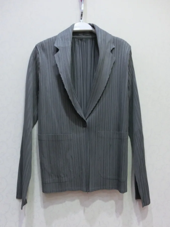 MIYAKE fold идеальный приталенный деловой костюм; Пальто с воротником