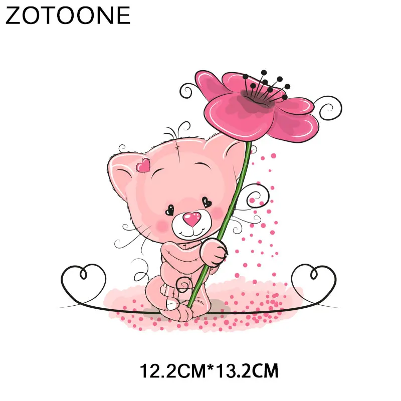 ZOTOONE милый кролик, медведь, сердце, нашивка, животное, наклейка, железная наклейка для одежды, футболки, аксессуары, аппликация, сделай сам, теплопередача G
