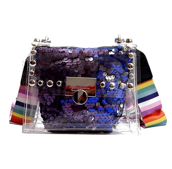 

QZUnique Women's Clear Bag With Wide Straps Square Single Shoulder Crossbody Bag Purple