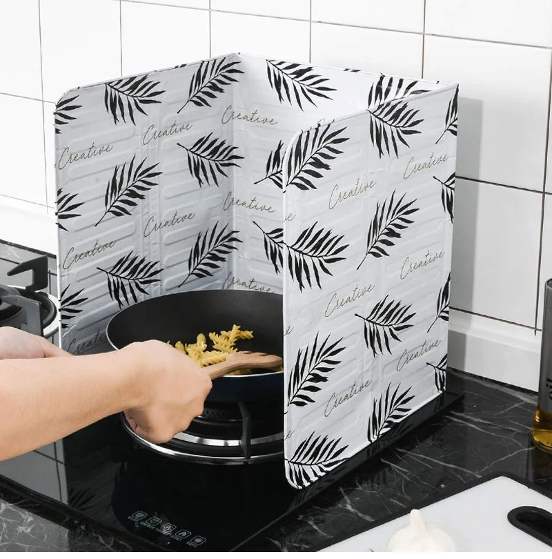 Aluminum Foldable Kitchen Gas Stove Accessories Screen Plate Baffle Kichen Splash Oil Frying Kitchen Pan Protection