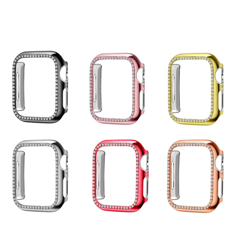 Блестящий Защитный чехол со стразами для Apple Watch 38 мм 42 мм 40 мм 44 мм сверкающий PC Бампер протектор для iWatch 4 3 2 1