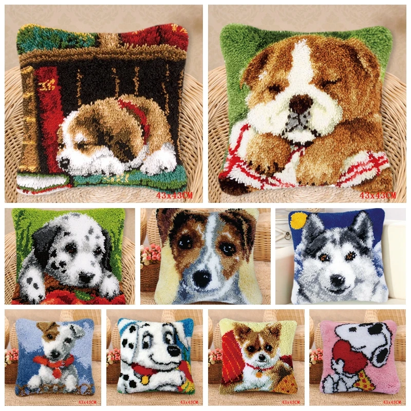 

Latch Hook Dogs Needle For Carpet Embroidery Pillow Foamiran Needlework Set Smyrna Cushion Button Package Latch Hook rug kits