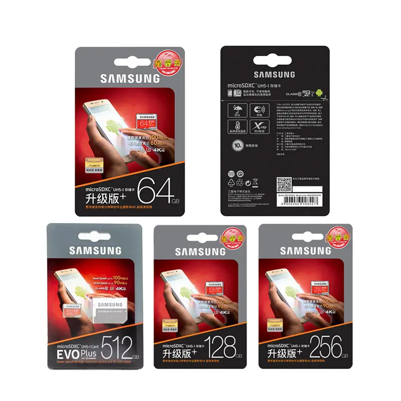 Samsung Micro SD 128 Гб карта памяти 256 ГБ 512 ГБ 64 ГБ TF 100 МБ/с. U3 Class10 SDXC карты памяти microSD карта памяти EVO+ kaart с бесплатным подарком USB считыватель