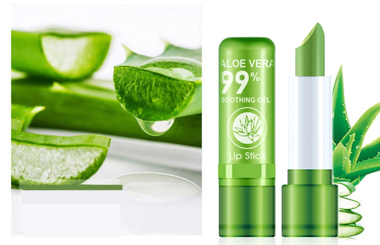 

2pcs Moisture Lip Balm Aloe Vera Natural LipbalmTemperature Changed Color Lipstick Long Lasting Nourish Protect Lips Care Makeup