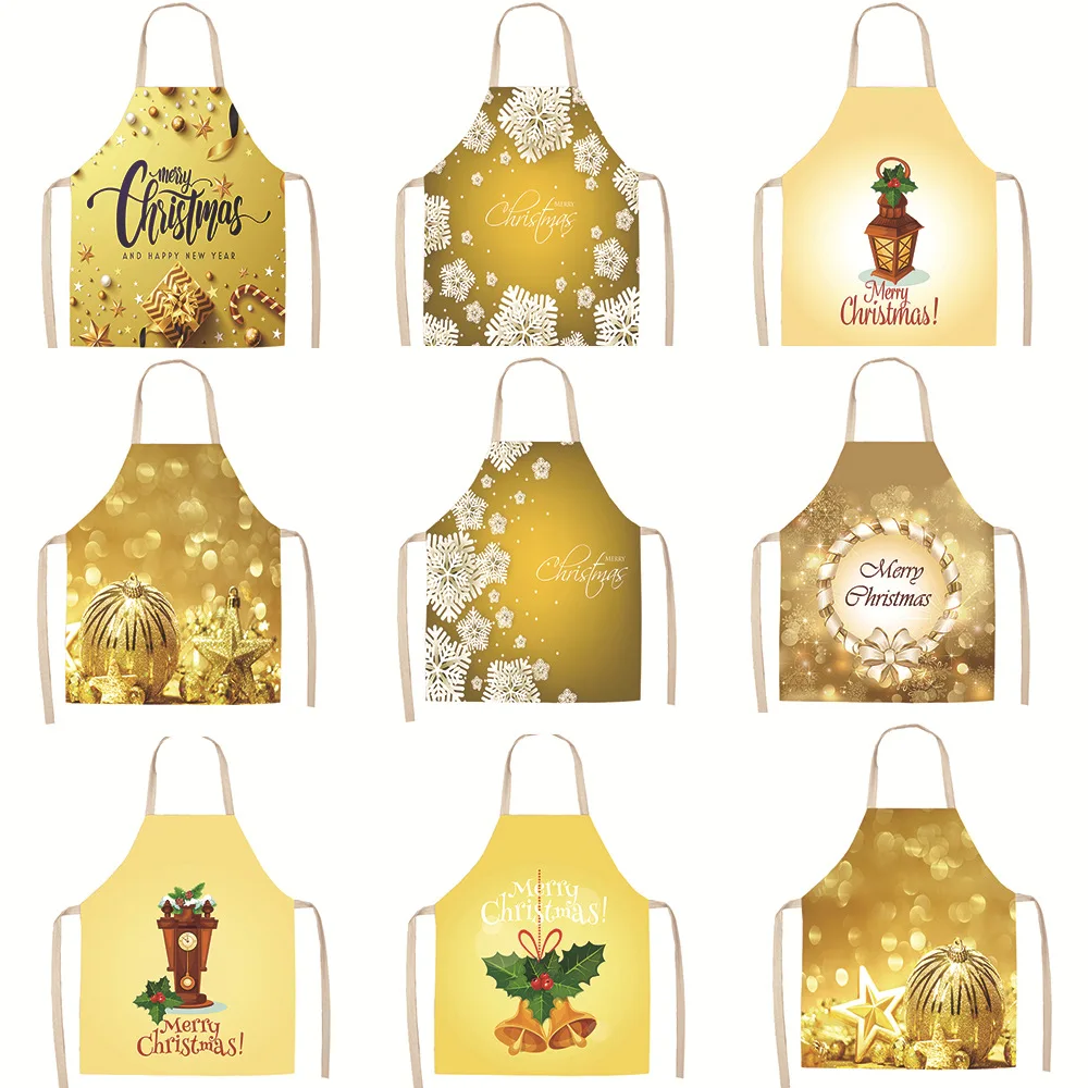 1pcs/lot Kitchen Cooking Christmas Apron Home Sleeveless Cotton Linen Aprons for Men Women Baking Accessories