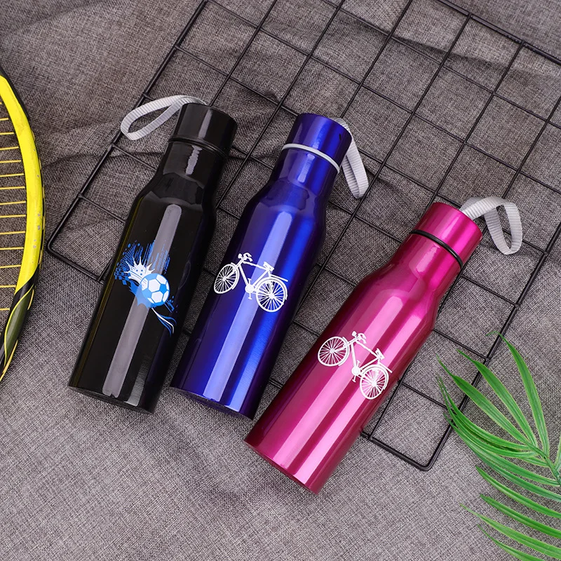 

New Style Simple Riding Sports Vacuum Cup Travel Car Mounted Kettle Portable Insulated Cold Water Cup with Camisole