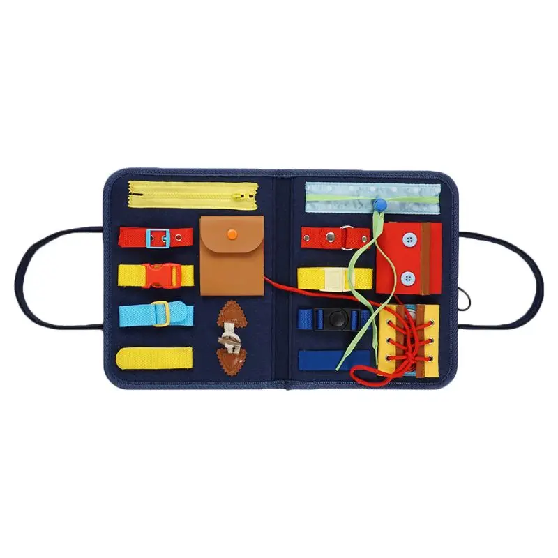 

Baby Busy Board Montessori Develop Basic Skills Board 14 in 1 Learn to Dress Toy