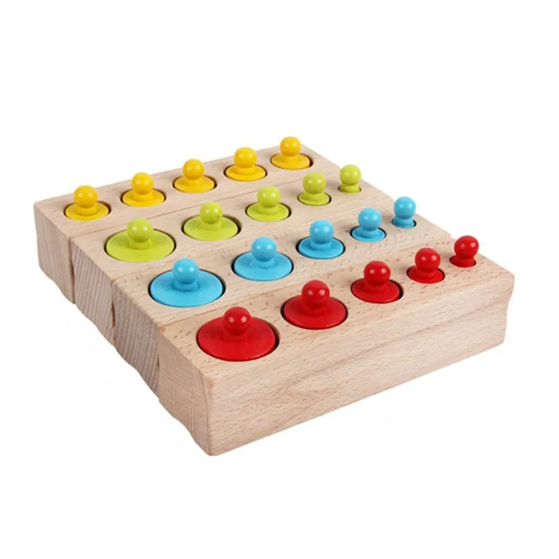 

ENLIGHTEN Teaching Aids Wood Color Cylinder Socket Toy Family Pack Montessori Wooden Children Early Childhood Educational