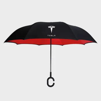 

Car Styling Double Layer Umbrella Windproof Automatic Sun Beach Umbrella for Tesla Model 3 Model X Model S Accessories