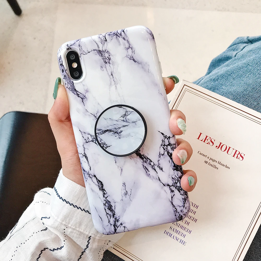 d(With Kickstand) LOVECOM Crackle marble чехол-подставка для телефона для iPhone 11 Pro Max XR X XS Max 7 8 6S Plus чехол Полный корпус мягкий IMD чехол для телефона - Цвет: d(With Kickstand)