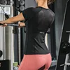 Camisetas de Fitness ajustadas para mujer, camisetas de malla para correr, Yoga, camisetas de manga corta, Top de Yoga para mujer, ropa deportiva para gimnasio ► Foto 3/6