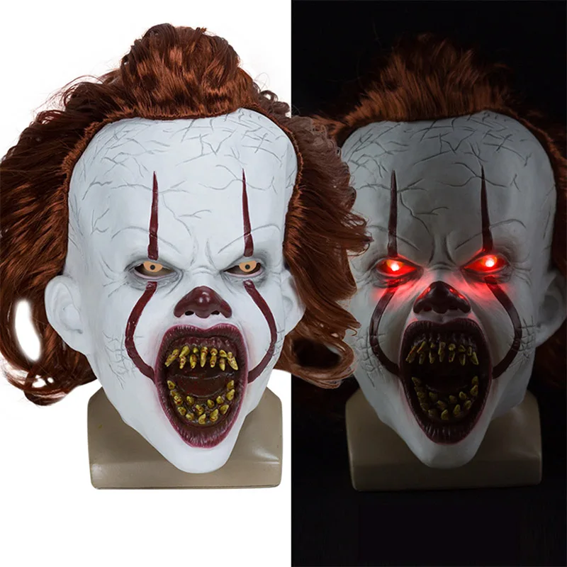 Хэллоуин СВЕТОДИОДНЫЙ Stephen King's It Chapter два клоуна Pennywise Джокер ужасная Маска Косплей латексные маски шлем вечерние реквизит люкс