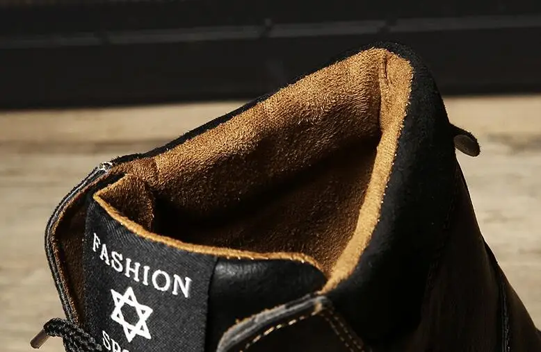 Boots Men Autumn High Quality Causal Motorcycle Ankle Boots Winter Leather Lace up Round Top Fashion Work Shoes Botas de hombre