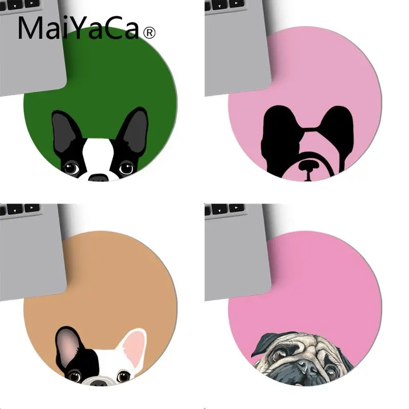 

MaiYaCa Cute Pug Dog Keyboard Gaming MousePads Game Mouse Pad round mouse Mat Anti Slip gaming Mousepad 22x22cm