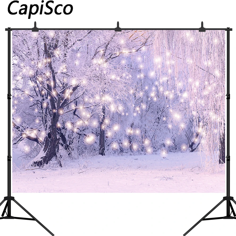 Фон для фотосъемки Capisco winter wonderland Фотофон с блестками лес Рождество снежный фон