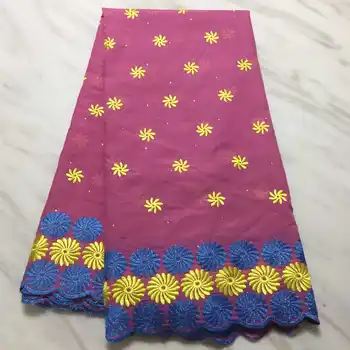 

2019 African Lace Fabric High Quality Swiss French Nigerian Pure cotton Net Lace Fabrics pink Apply to Party Wedding Dress