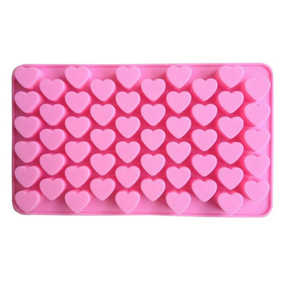 55 отверстий торт десерт украшения инструменты 3D антипригарная шоколадная силиконовая форма сердце любовь форма для выпечки силиконовая форма для печенья куб лоток - Цвет: Розовый