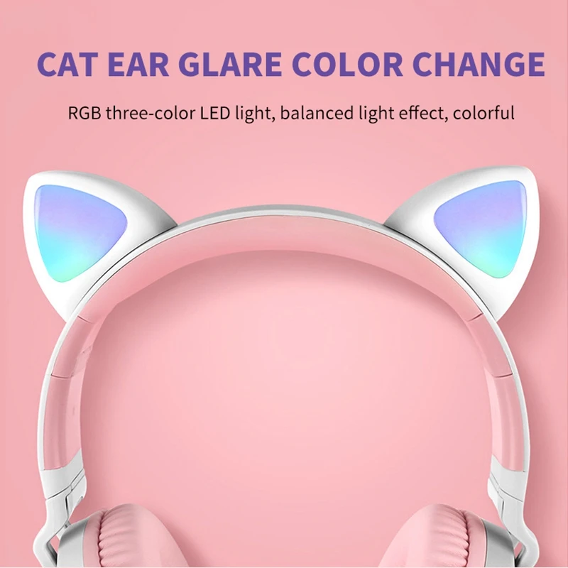 Bluetooth стерео кошачьи наушники мигающие светящиеся кошачьи наушники игровая гарнитура наушники 7 цветов светодиодный светильник