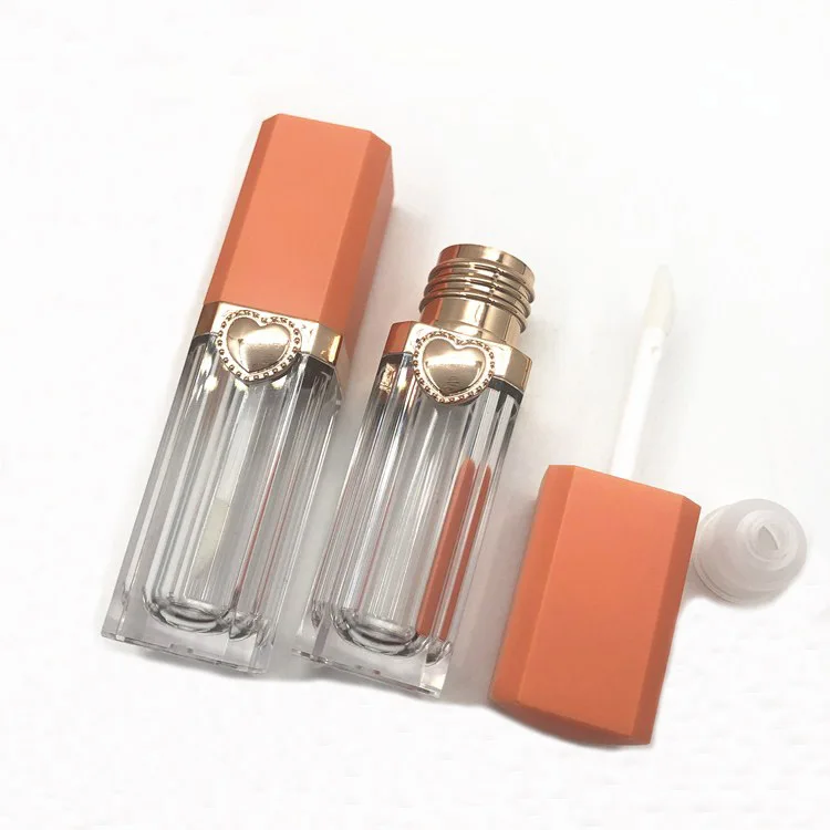Новые 8 мл блеск для губ пустые трубки квадратная крышка оранжевая глазури