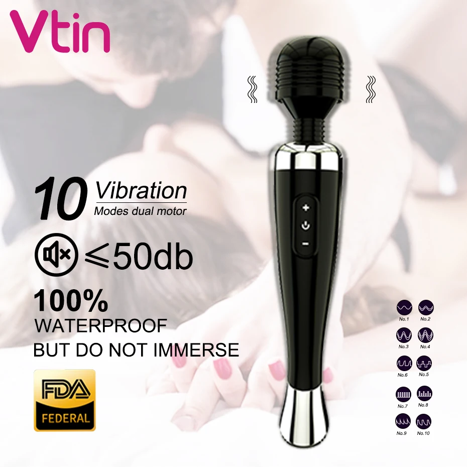 Vtin Powerful Vibrator for Woman AV Dildos 10 Speed Magic Wand Vibrators Massager Oral Clit Adult Sex Toys For Female | Красота и