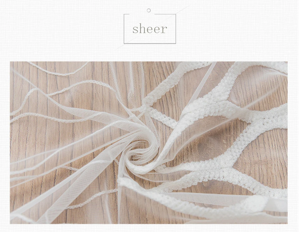 Modern White Embroidery Sheer Curtains European Style Voile Tulle Sheer for The living Room Bedroom Window Curtain Drapes