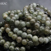 AKAC хорошая цена 10 мм натуральный актинолит рутиловый кварц зеленый Рутиловый Кварц Браслет 8-10 мм