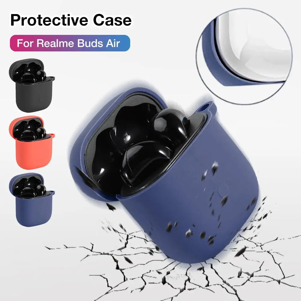 

Silicone Earphone Case For Realme Buds Air Shockproof Anti-fall Soft Replacement Earphone Protective Cover Shell Accessories