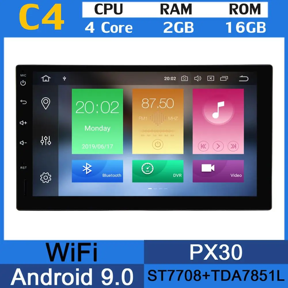 4Core 2G RAM 16G GB " Android 9,0 PX6 4 Гб ОЗУ 64 Гб ПЗУ Универсальный 2 DIN Автомобильный Радио мультимедийный плеер wifi стерео аудио двойной Din 2Din DSP Carplay - Цвет: 4Core 2G RAM 16G GB