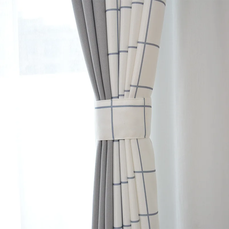 Шторы для гостиной спальни шторы из Шотландской клетчатой материи серые Bei Europfine