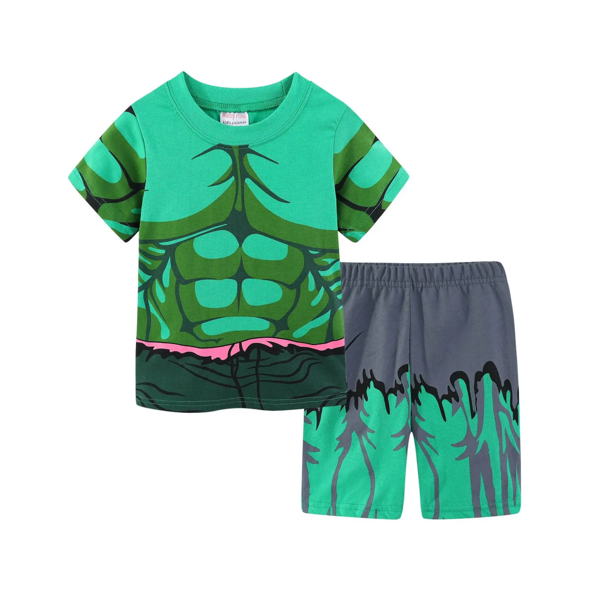 Conjunto de Pijama de manga corta para niños, traje de Hulk con dibujos animados de 2 a 7t, novedad de verano