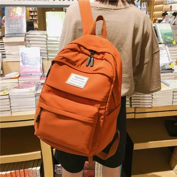 

Nylon Backpack Multi-pocket Women Shoulder Bag Pure color Women Backpack school Bags For teenage girls mochila mujer female