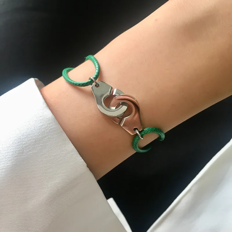 J. hangke femme homm Lovers eacier неоксидные Браслеты Бижу известный бренд ювелирные изделия 925 Серебро Золото наручники браслет - Окраска металла: Green